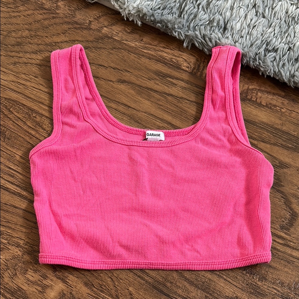 Garage Pink Ribbed Crop Top